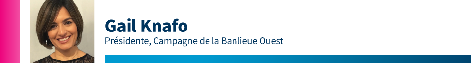Gail Knafo, Présidente, Campagne de la Banlieue Ouest
